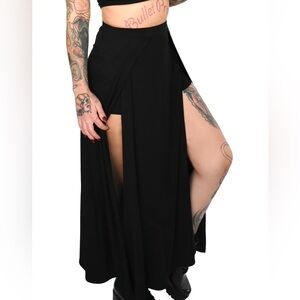 Foxblood black Darla Maxi Skirt with built in shorts